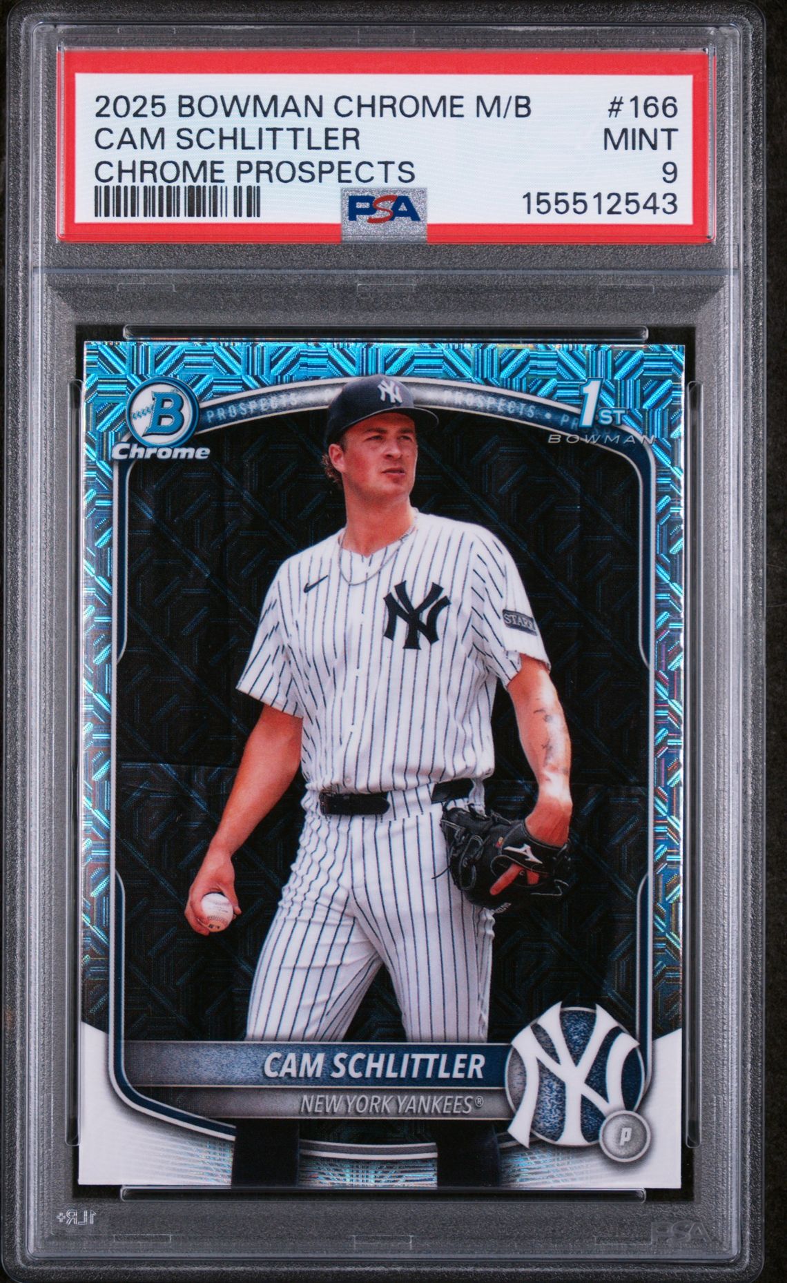 2025 Bowman BOWMAN CHROME MEGA BOX CHROME PROSPECTS Refractor #166 Cam Schlittler front