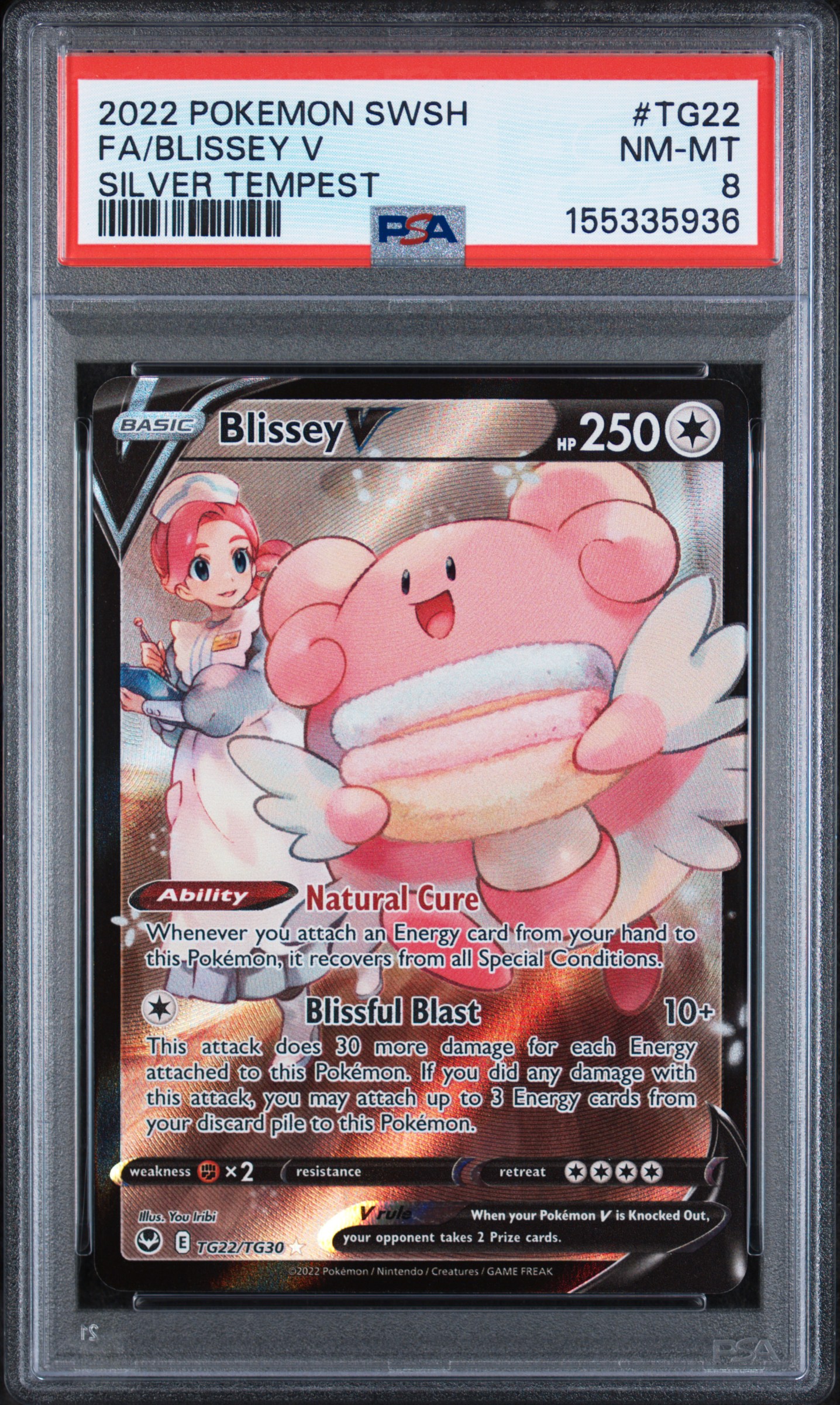2022 #TG22 Full Art/Blissey V PSA 8 Sword & Shield Silver Tempest