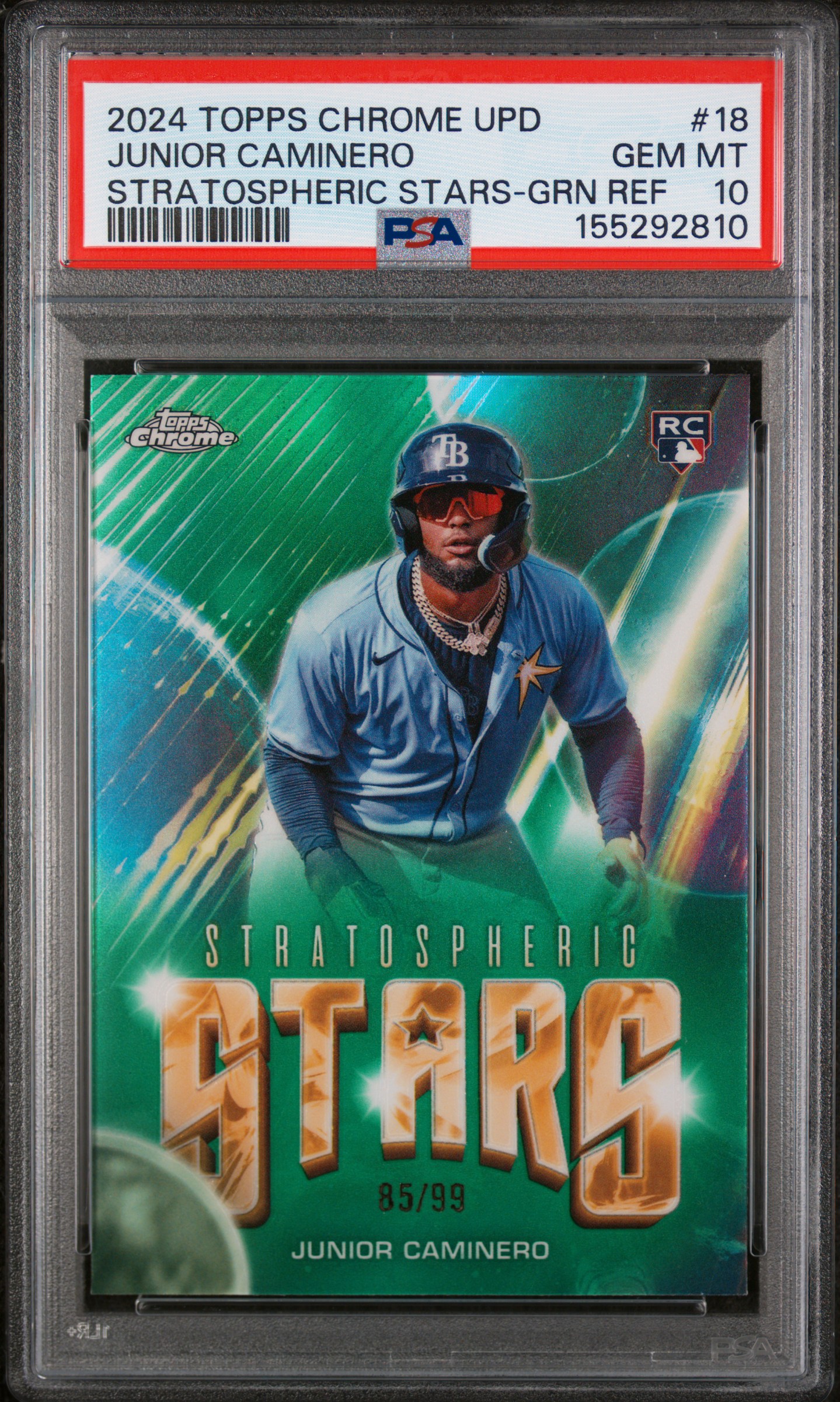 2024 #18 Junior Caminero PSA 10 Topps Chrome Update Stratospheric Stars