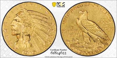 1910-S $5 MS62
