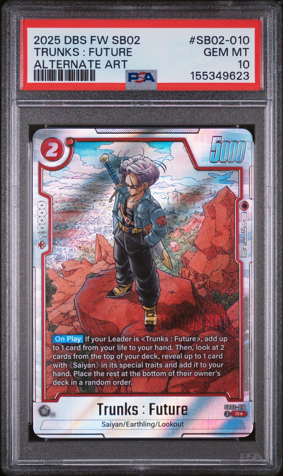 2025 Dragon Ball DRAGON BALL SUPER CARD GAME FUSION WORLD MANGA BOOSTER 02 ALTERNATE ART #SB02-010 Trunks : Future front