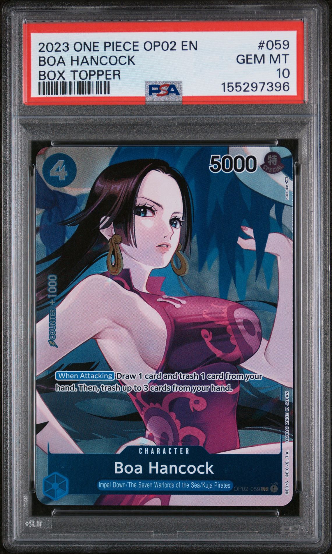 2023 One Piece ONE PIECE OP02-PARAMOUNT WAR BOX TOPPER #059 Boa Hancock front