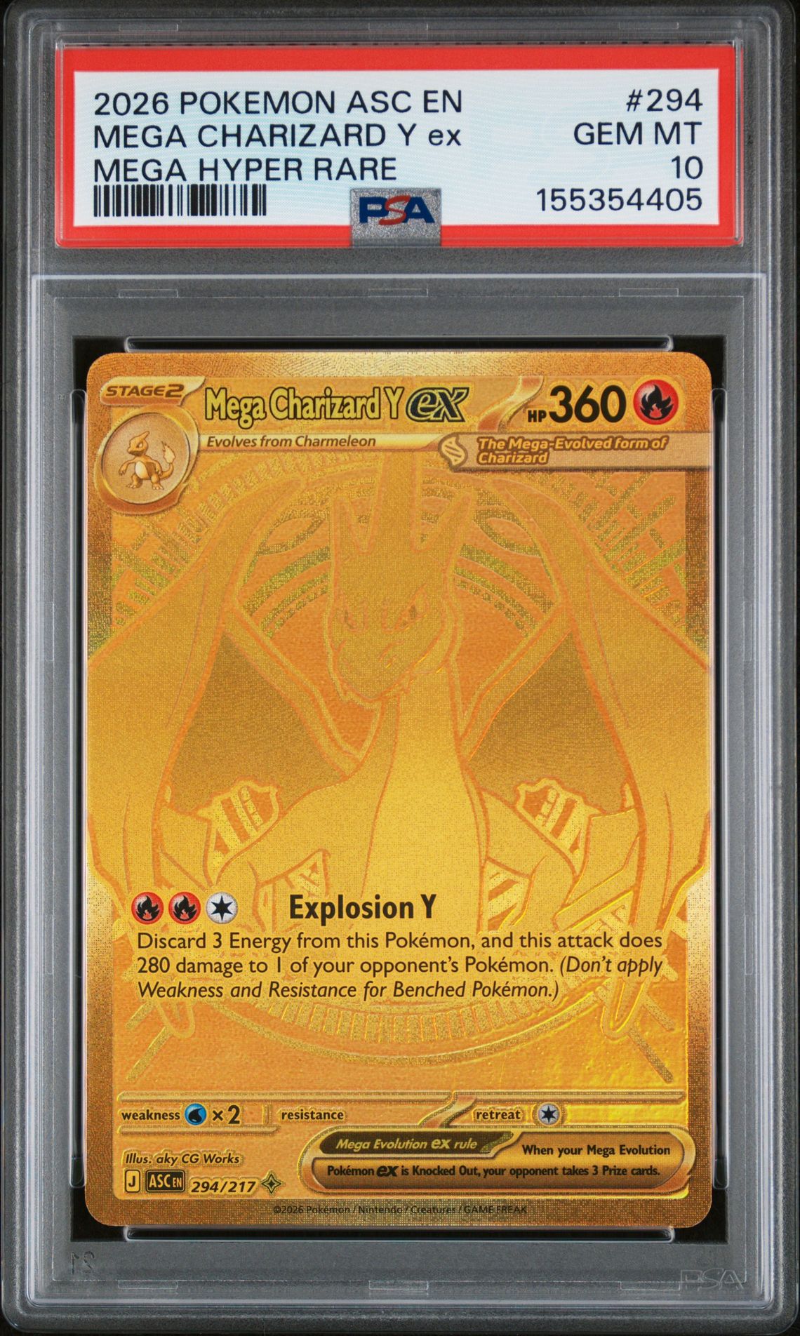 2026 Pokemon MEGA HYPER RARE #294 MEGA CHARIZARD Y ex front