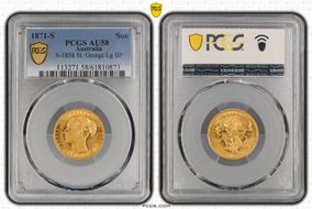 1871-S Sov S-3858 St. George Lg BP AU58