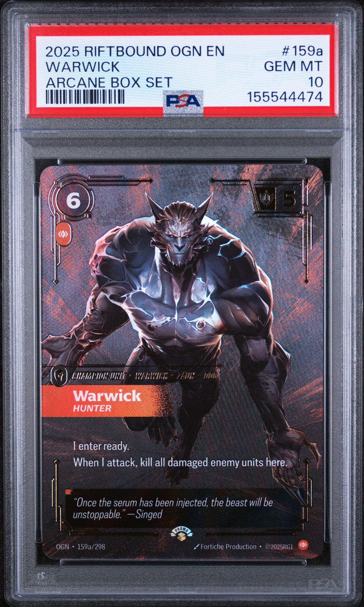 2025 #159a Warwick - Hunter PSA 10 Riftbound: League of Legends Ogn-Origins