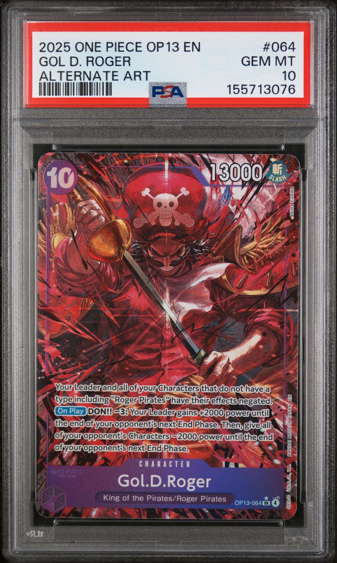 2025 One Piece ONE PIECE OP13-CARRYING ON HIS WILL ALTERNATE ART #064 Gol D. Roger front