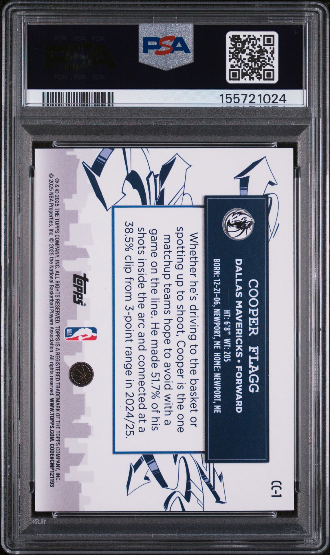 2025 Topps Clutch City Prospects Cooper Flagg #Cc-1 Mint 9 back