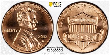2012-D 1C Shield MS68RD