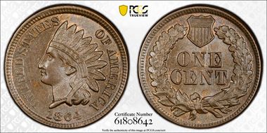 1864 1C Bronze MS64BN