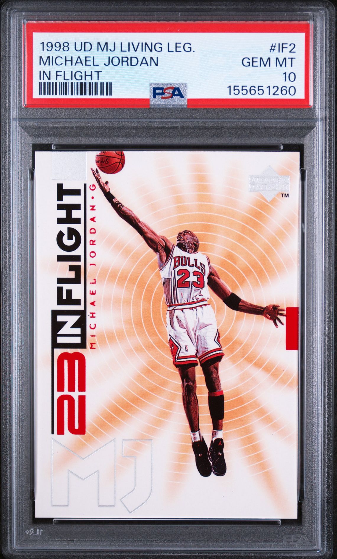 1998 Upper Deck Mj Living Legend In Flight Michael Jordan #If2 (In Flight) Gem Mt 10 front view - PSA graded GEM MT 10