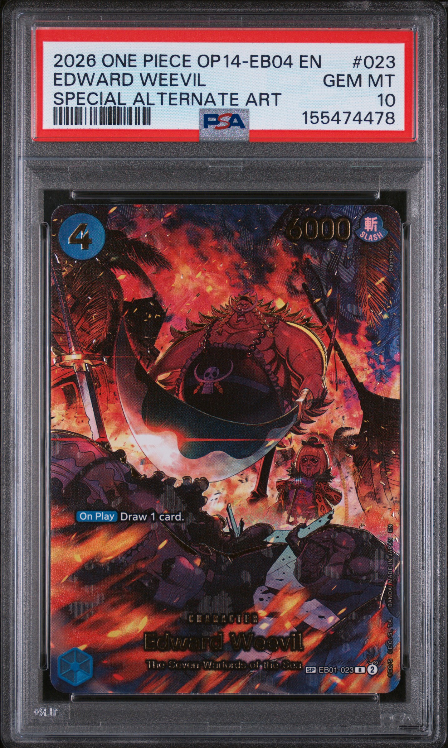2026 #023 Edward Weevil PSA 10 One Piece OP14-EB04-the Azure Sea's Seven