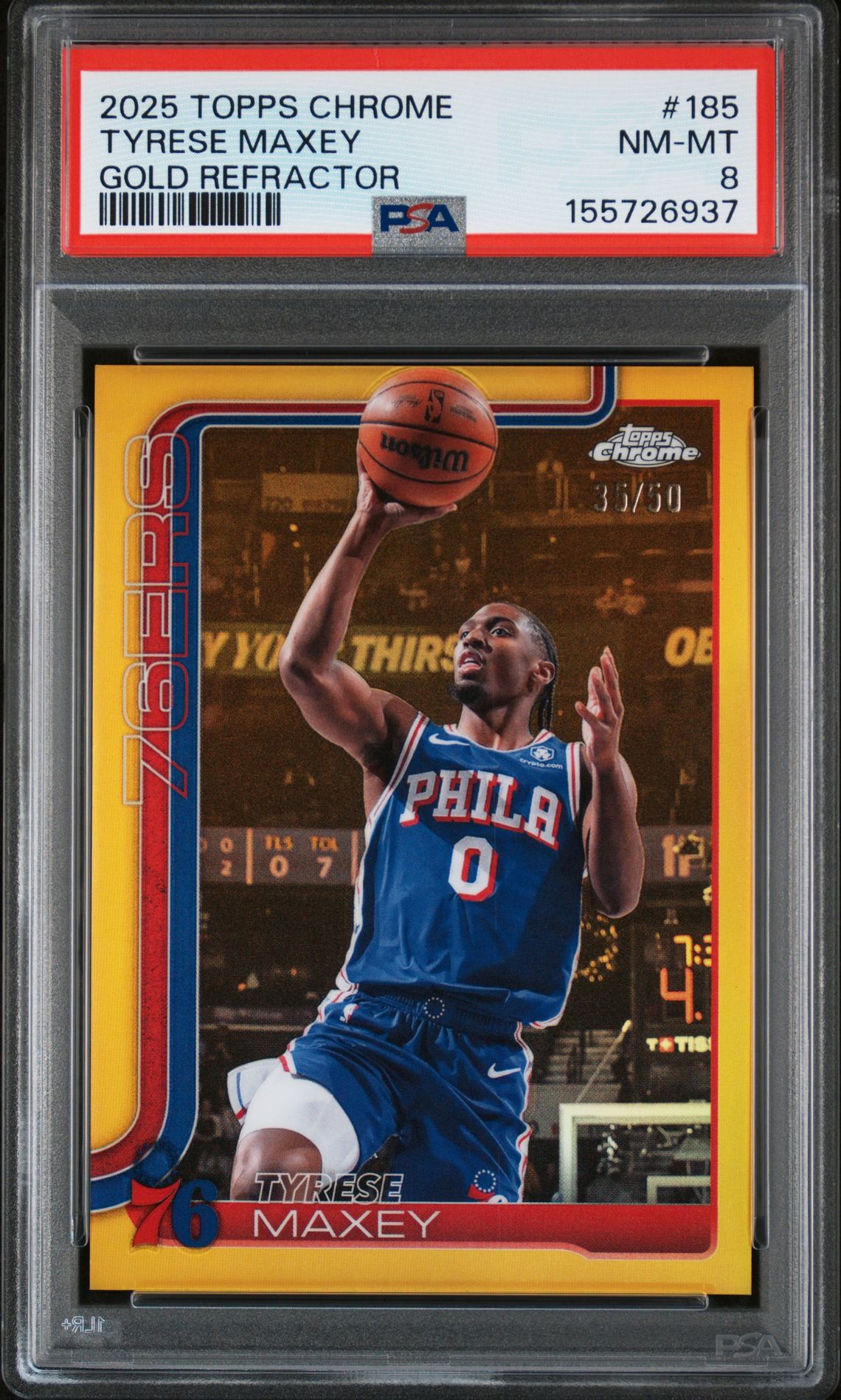 2025 Topps Chrome Tyrese Maxey #185 (Gold Refractor) Nm-Mt 8 front