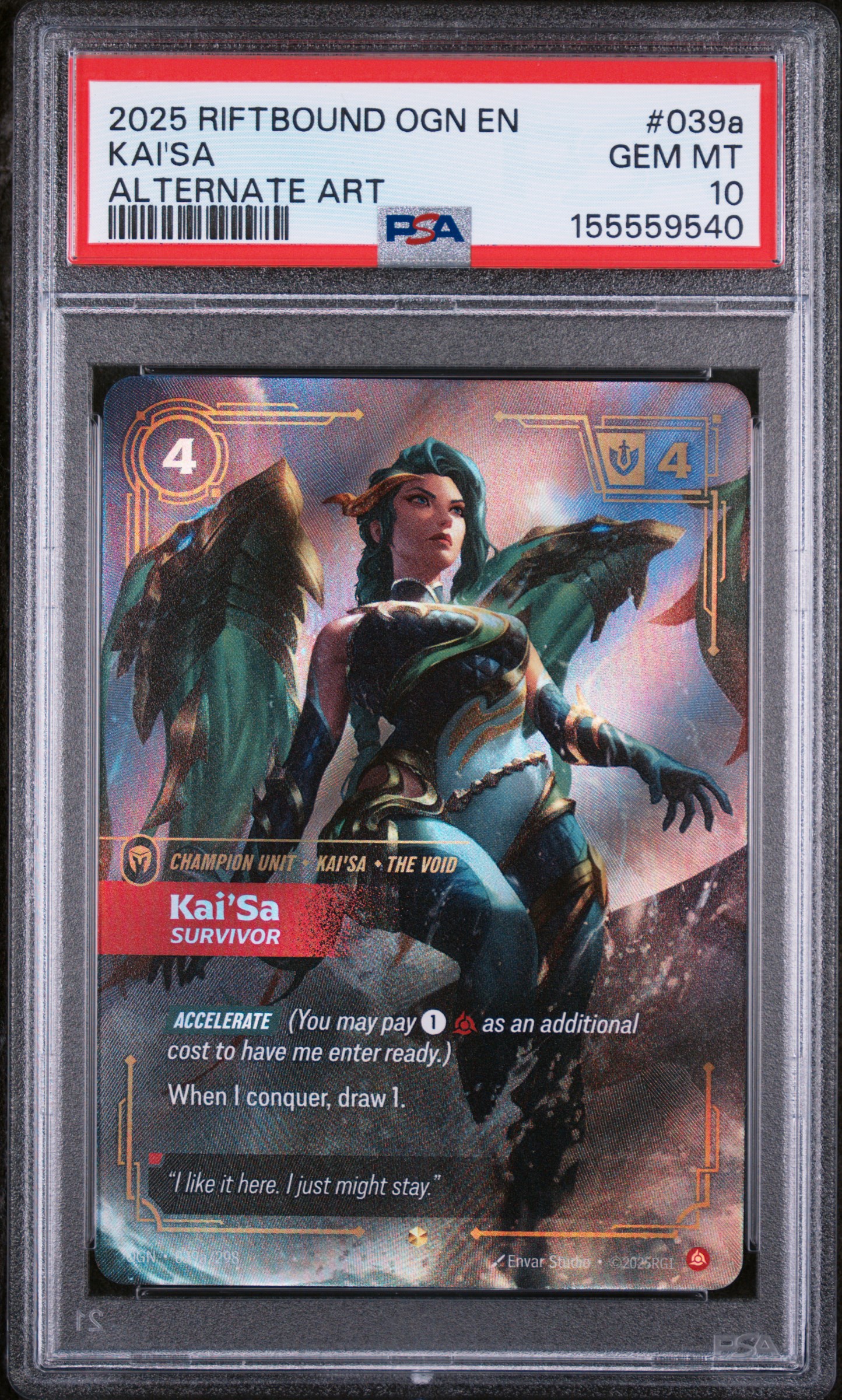 2025 #039a Kai'SA - Survivor PSA 10 Riftbound: League of Legends Ogn-Origins
