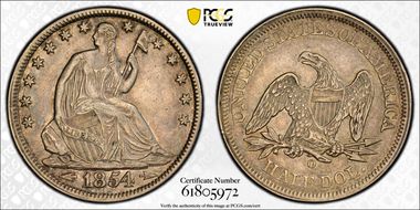 1854-O 50C Arrows XF45