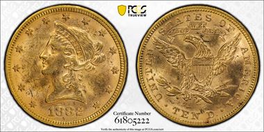 1882 $10 MS62