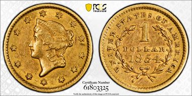 1854 G$1 Type 1 AU50