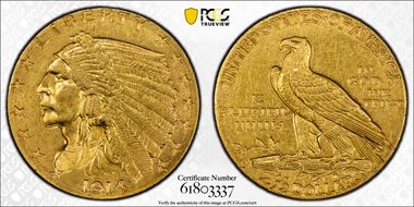 1914-D $2.50 AU58
