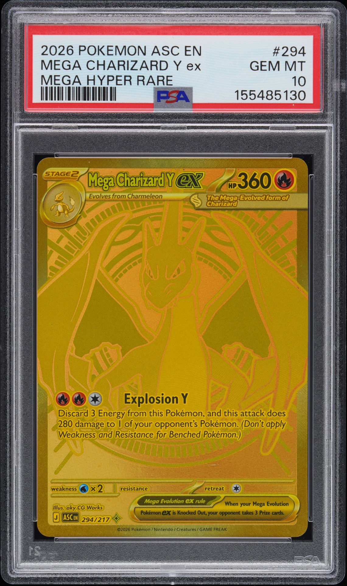 2026 Pokemon POKEMON ASC EN-ASCENDED HEROES MEGA HYPER RARE #294 Mega Charizard Y Ex front