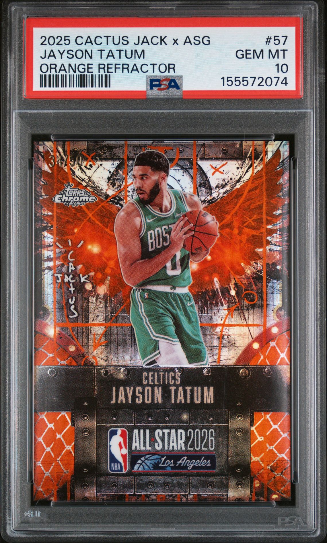 2025 TOPPS CHROME CACTUS JACK x NBA ALL-STAR GAME ORANGE REFRACTOR #57 Jayson Tatum front