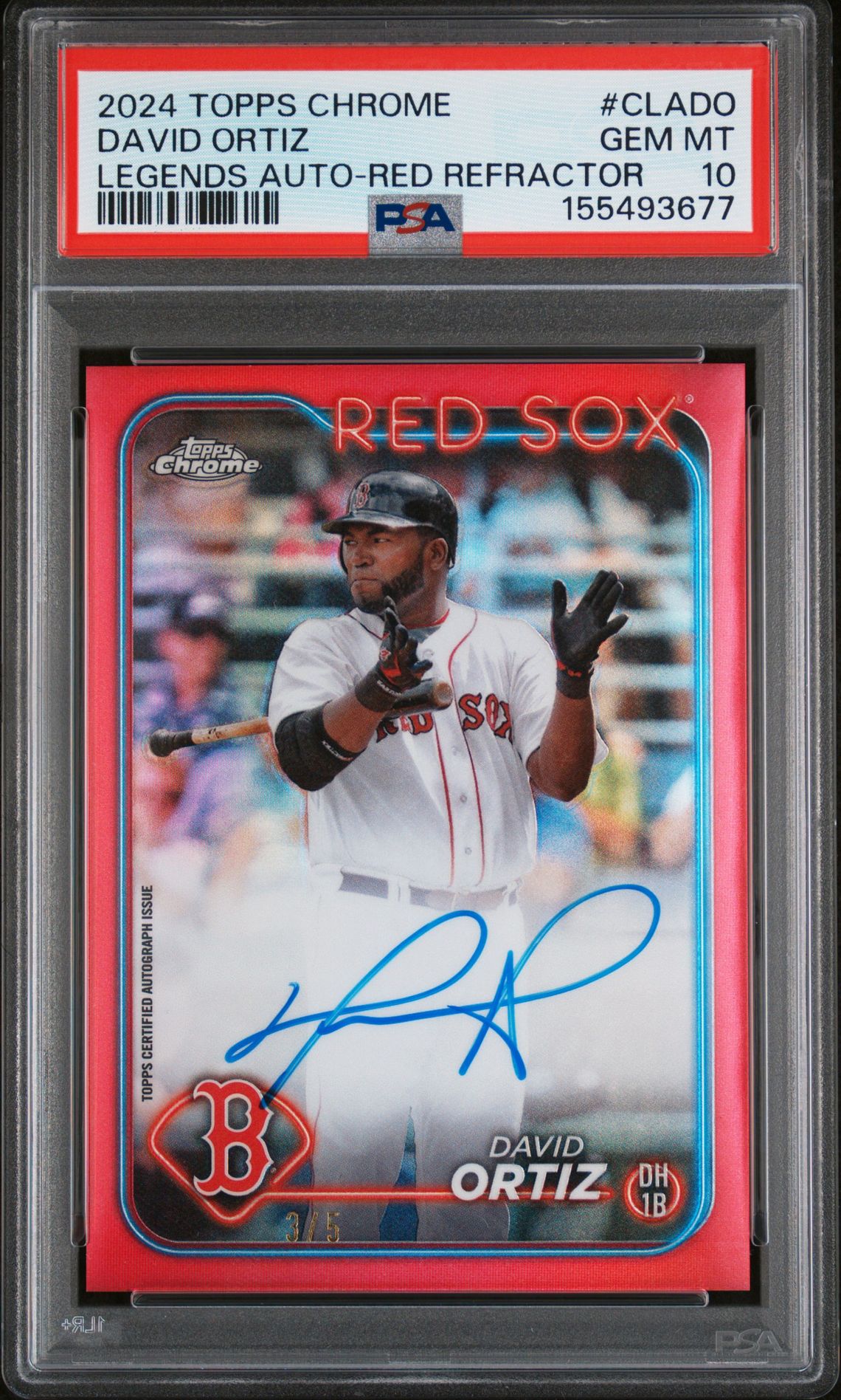 2024 Topps TOPPS CHROME CHROME LEGENDS AUTOGRAPHS Red Refractor #CLADO David Ortiz front