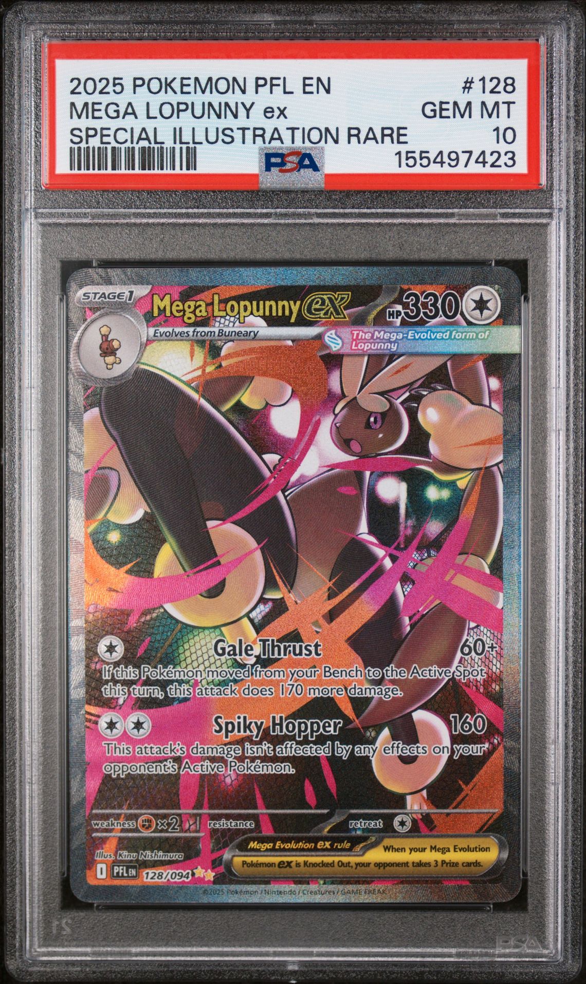 2025 Pokemon POKEMON PFL EN-PHANTASMAL FLAMES SPECIAL ILLUSTRATION RARE #128 Mega Lopunny Ex front