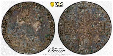 1787 6D S-3748 w/o Hearts AU50