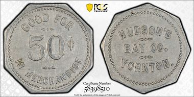 (c.1914-20) Tk 50C Gingras-280c Yorkton, SK Hudson's Bay Company AU53