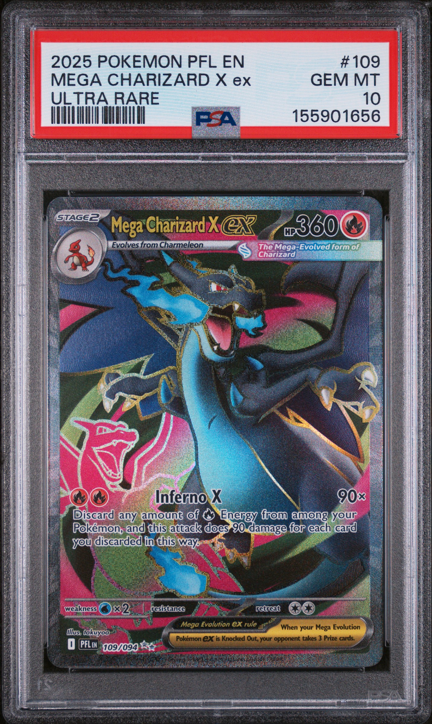 2025 #109 Mega Charizard X EX PSA 10 Pfl EN-Phantasmal Flames