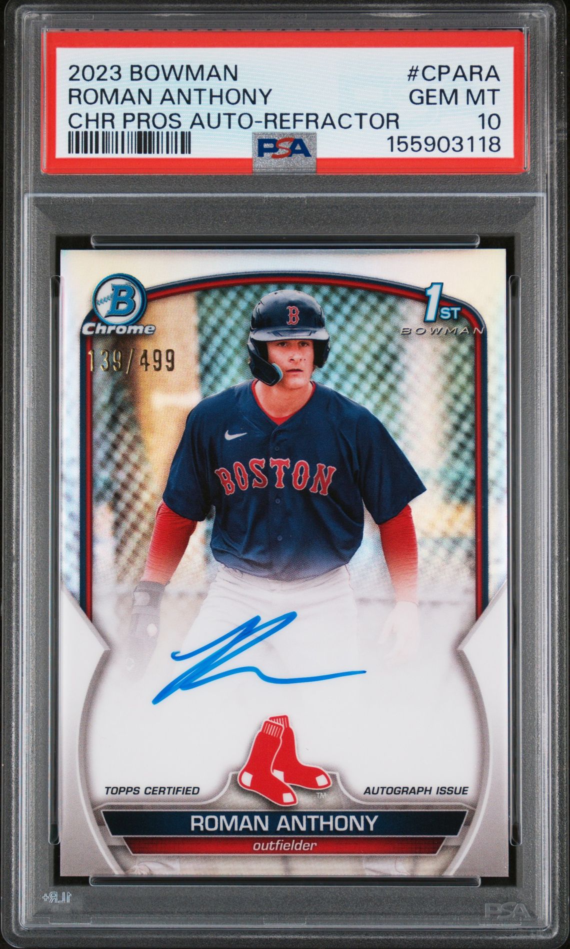 2023 Bowman BOWMAN CHROME PROSPECT AUTOGRAPHS CHR PROS AUTO-REFRACTOR #CPARA Roman Anthony front