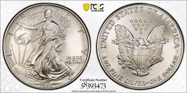 1993 $1 Silver Eagle MS69