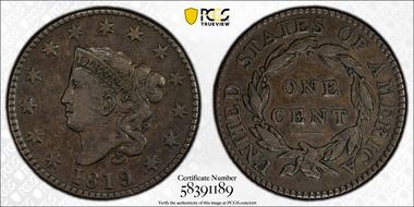 1819/8 1C Large Overdate N1BN