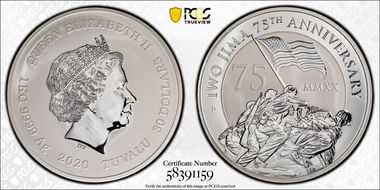 2020-P $30 Iwo Jima 75th Anniversary 1kg Silver MS70