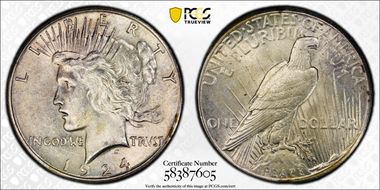 1924-S $1 VAM 6, Doubled Reverse MS62