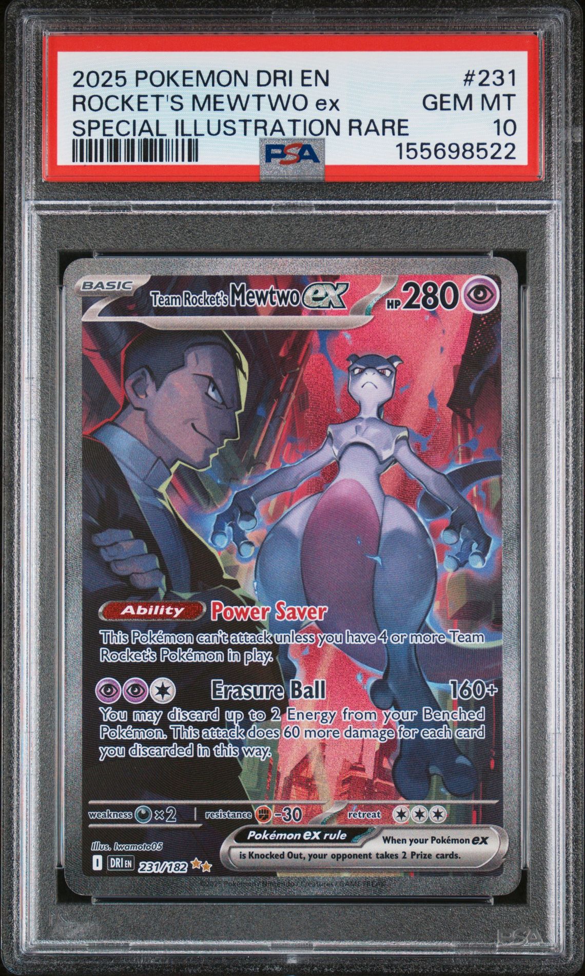 2025 Pokemon POKEMON DRI EN-DESTINED RIVALS SPECIAL ILLUSTRATION RARE #231 Rocket's Mewtwo EX front