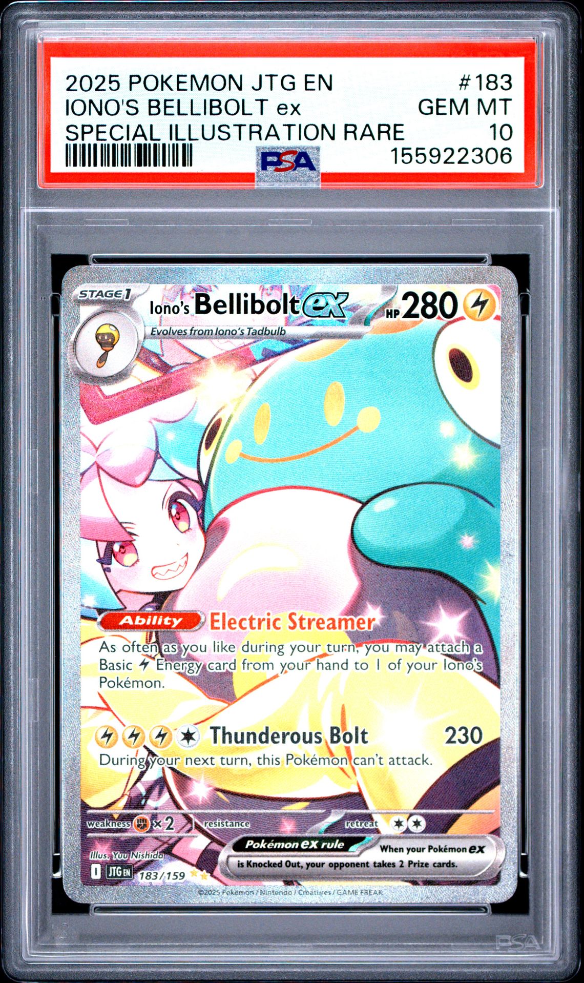 2025 Pokemon POKEMON JTG EN-JOURNEY TOGETHER SPECIAL ILLUSTRATION RARE #183 Iono's Bellibolt EX front