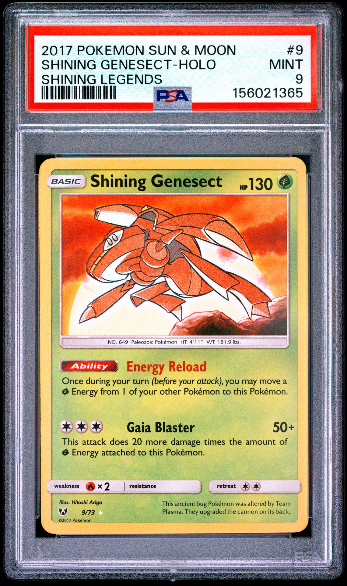2017 Pokemon POKEMON SUN & MOON SHINING LEGENDS #9 Shining Genesect-Holo front