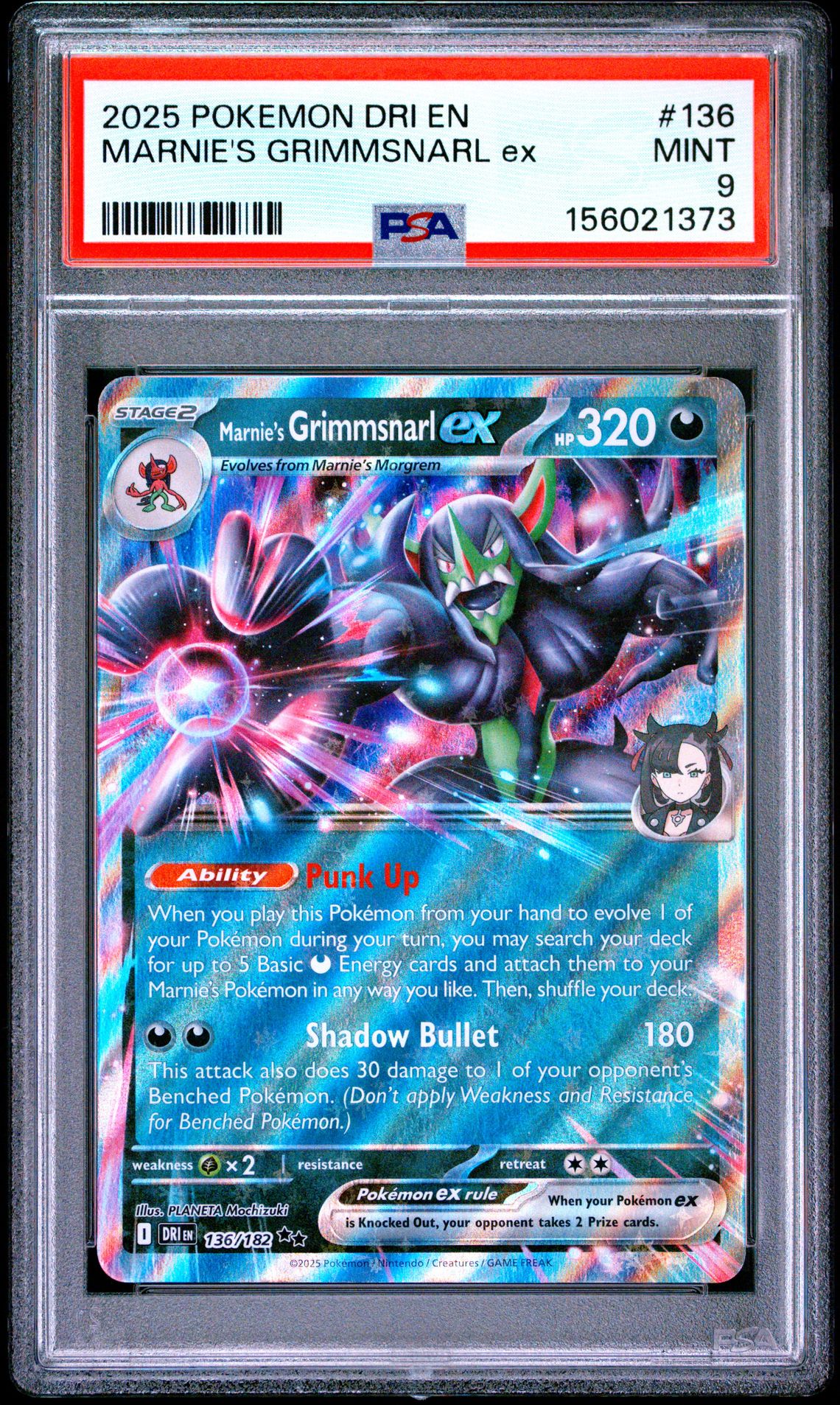 2025 Pokemon POKEMON DRI EN-DESTINED RIVALS #136 Marnie's Grimmsnarl EX front
