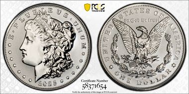 2025-S $1 Morgan Dollar Rev PR Two-Coin Reverse Proof Set PR70