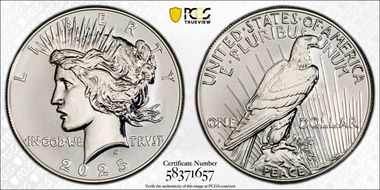 2025-S $1 Peace Dollar Rev PR Two-Coin Reverse Proof Set PR70