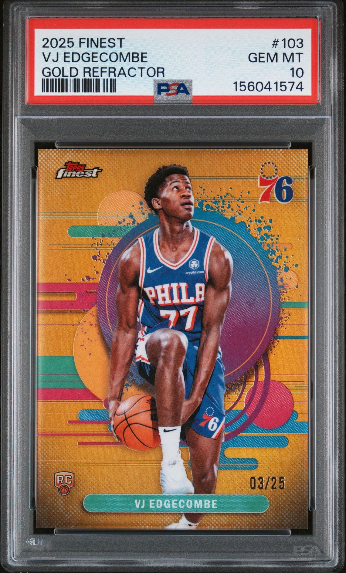 2025 Topps TOPPS FINEST GOLD REFRACTOR #103 Vj Edgecombe front
