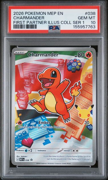 2026 Pokemon POKEMON MEP EN-ME BLACK STAR PROMO FIRST PARTNER ILLUS COLL SER 1 #038 Charmander front