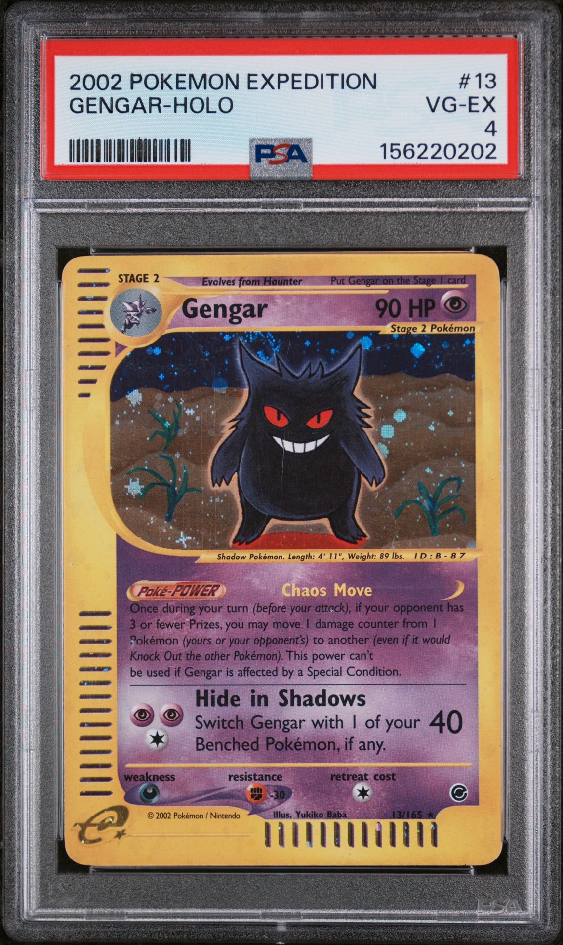 2002 Pokemon POKEMON EXPEDITION Holo #13 Gengar-Holo front