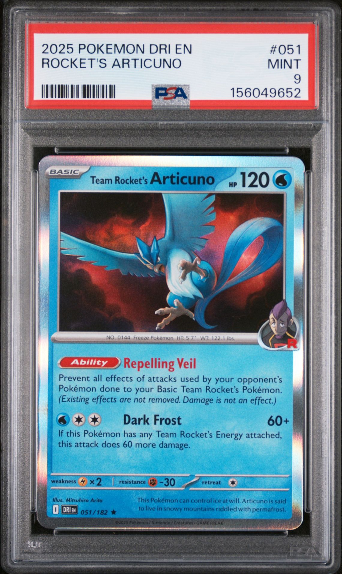 2025 Pokemon Dri En-Destined Rivals Rocket's Articuno #051 Mint 9 front