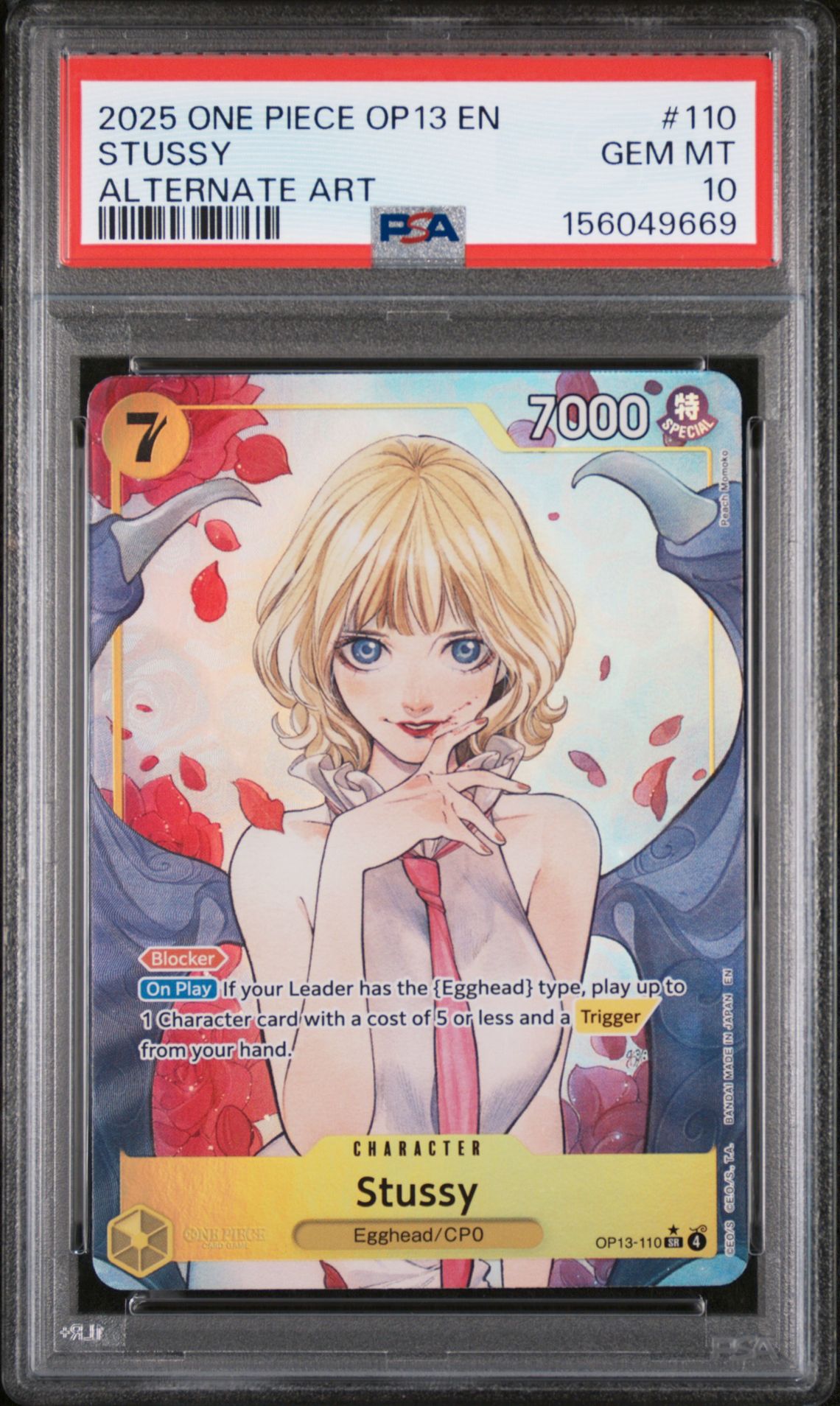 2025 One Piece Op13-Carrying On His Will Stussy #110 (Alternate Art) Gem Mt 10 front