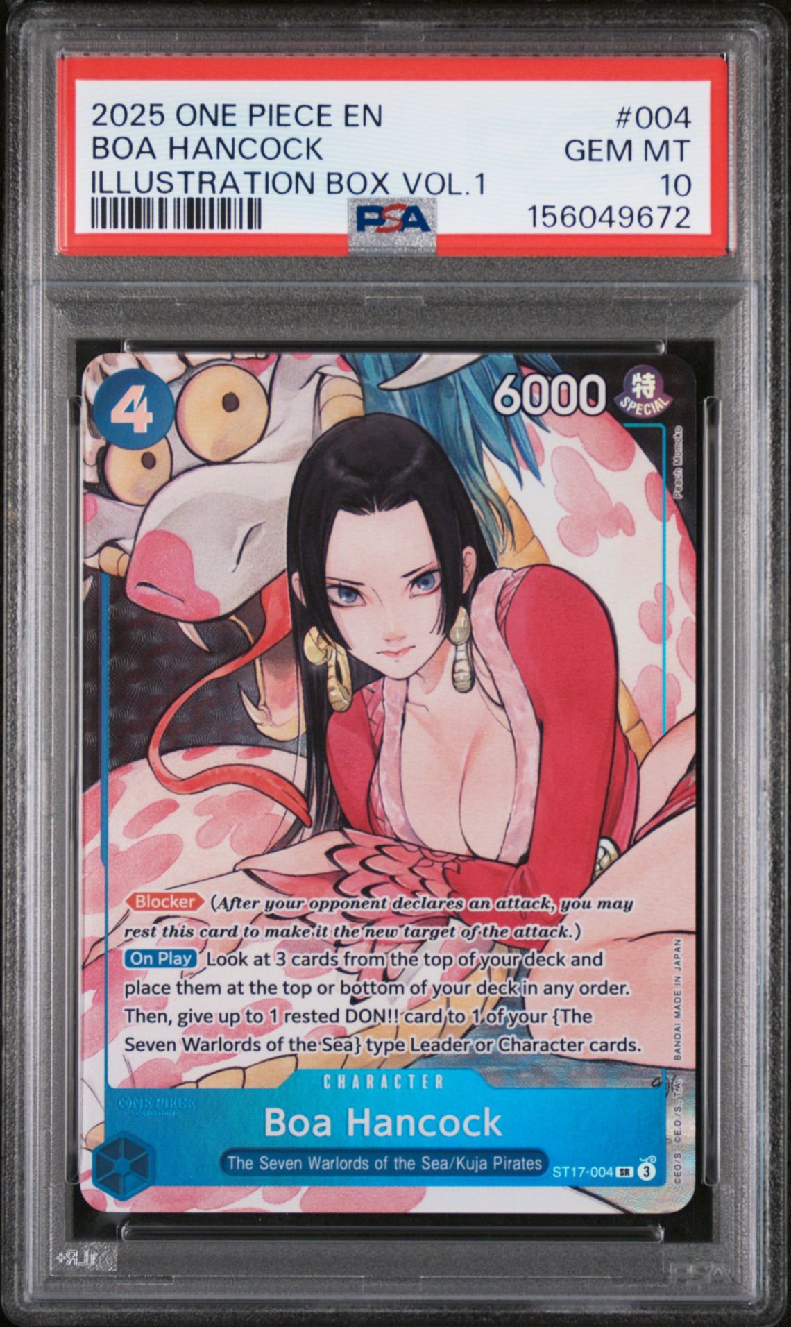 2025 One Piece Promos Boa Hancock #004 (Illustration Box Vol.1) Gem Mt 10 front view - PSA graded GEM MT 10