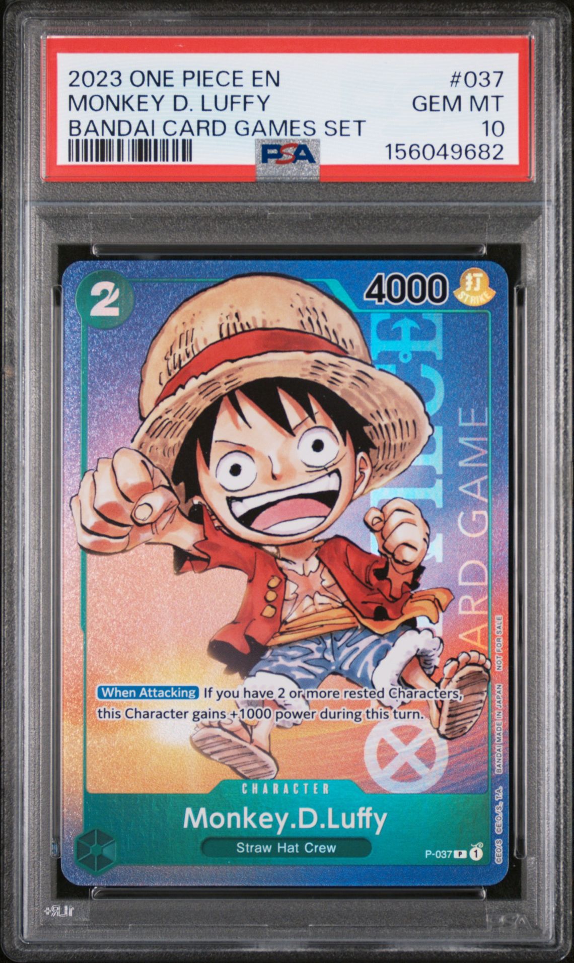 2023 One Piece Promos Monkey D. Luffy #037 (Bandai Card Games Set) Gem Mt 10 front