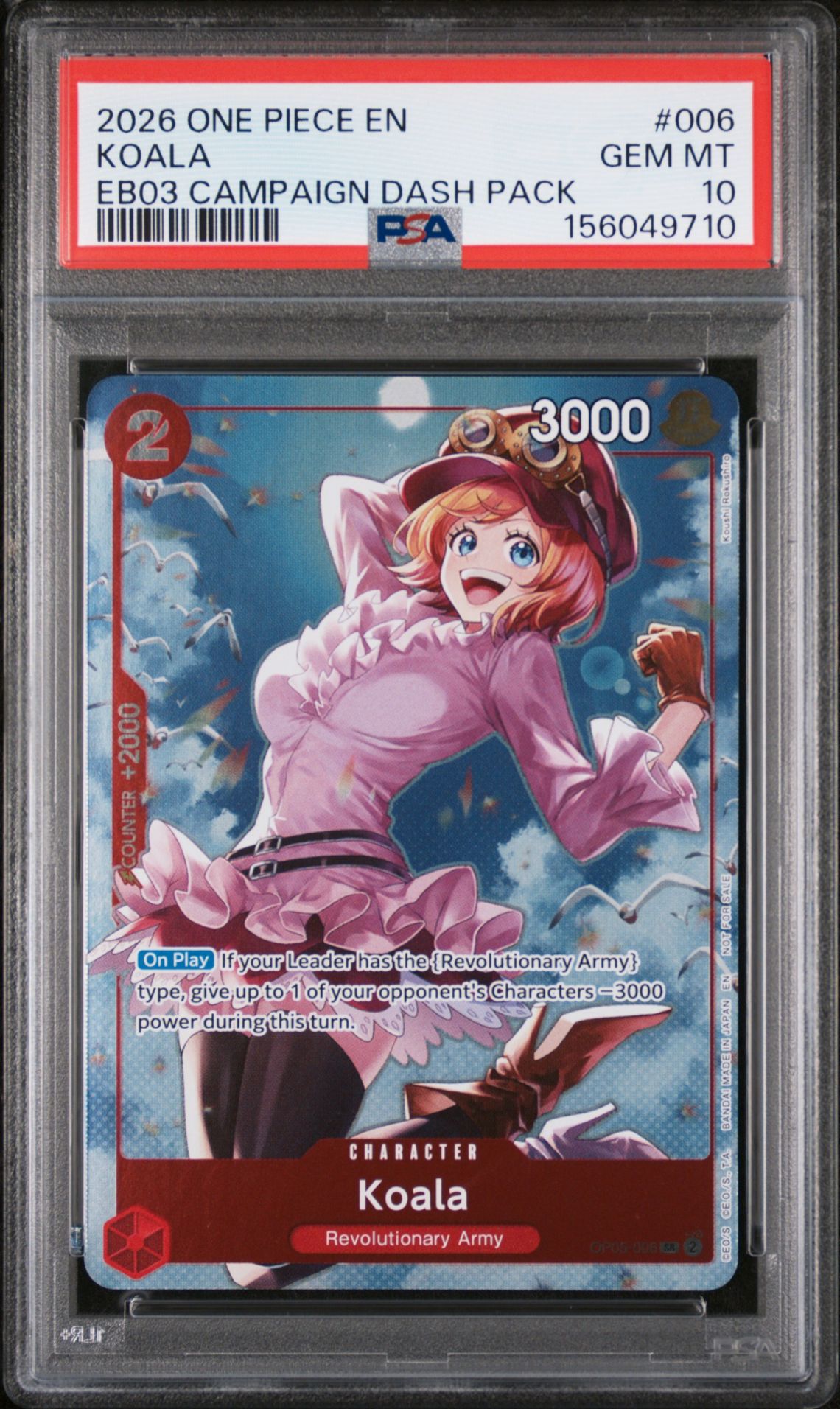 2026 One Piece Heroines Campaign Dash Pack Koala #006 Gem Mt 10 front view - PSA graded GEM MT 10