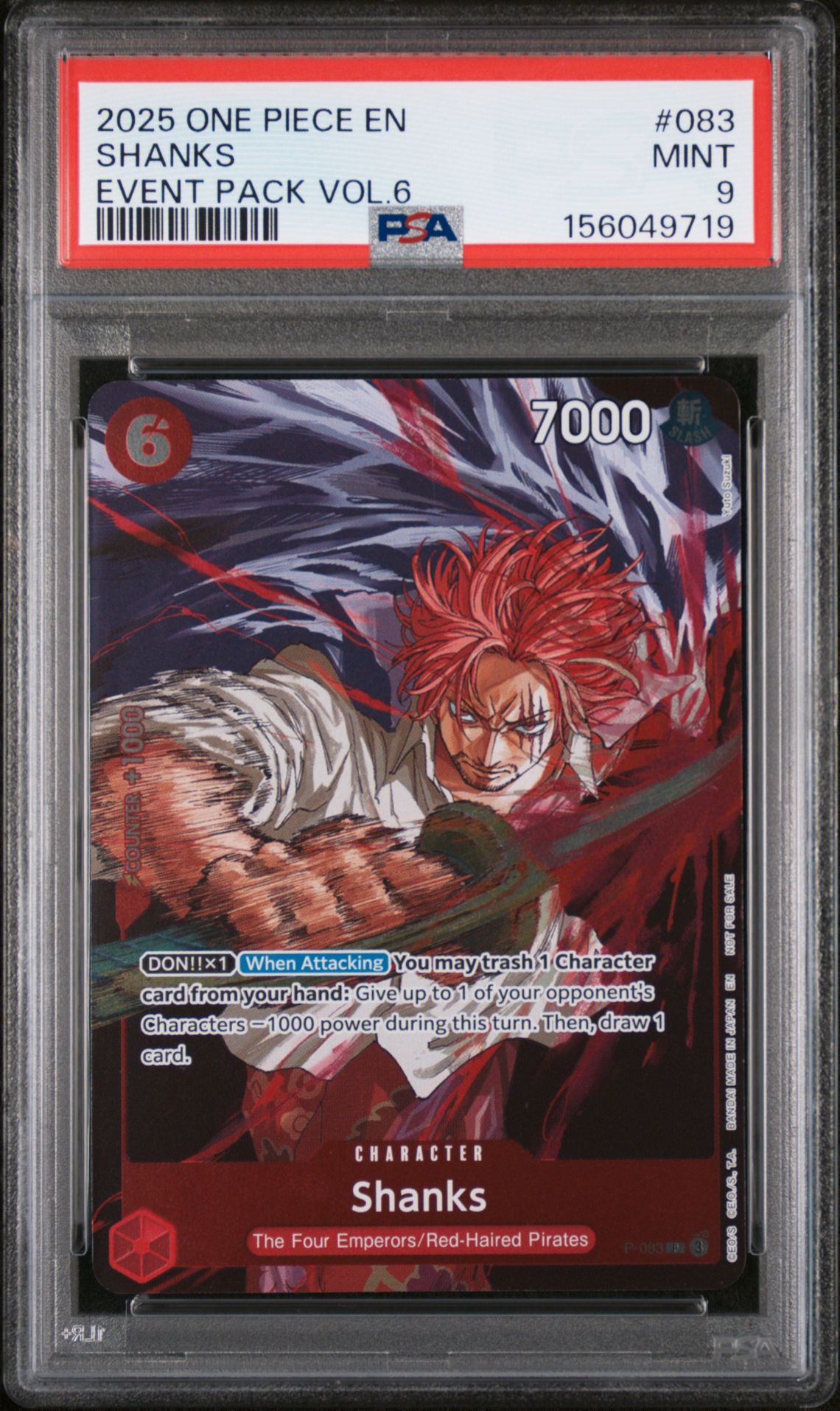 2025 One Piece Event Pack Vol.6 Shanks #083 Mint 9 front