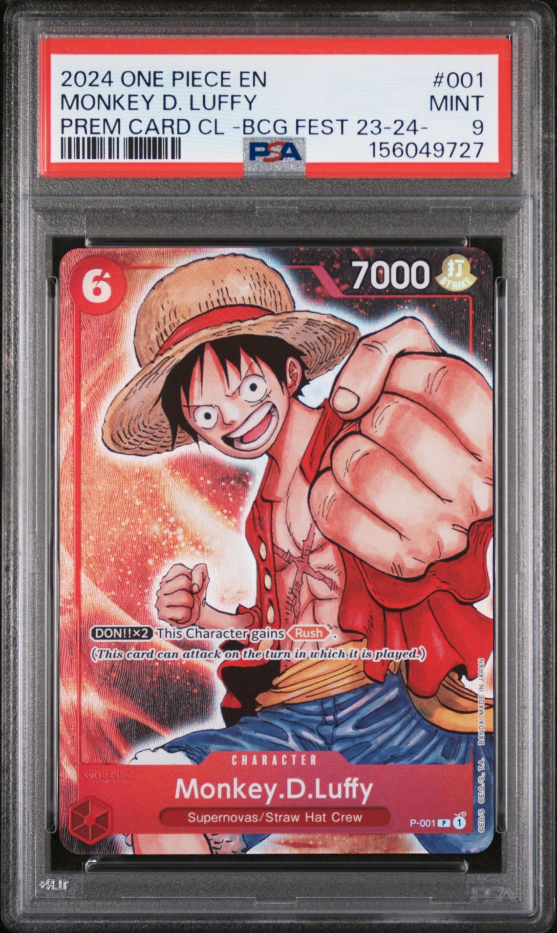 2024 One Piece Premium Card Collection -Bandai Card Games Fest 23-24 Edition- Monkey D. Luffy #001 Mint 9 front