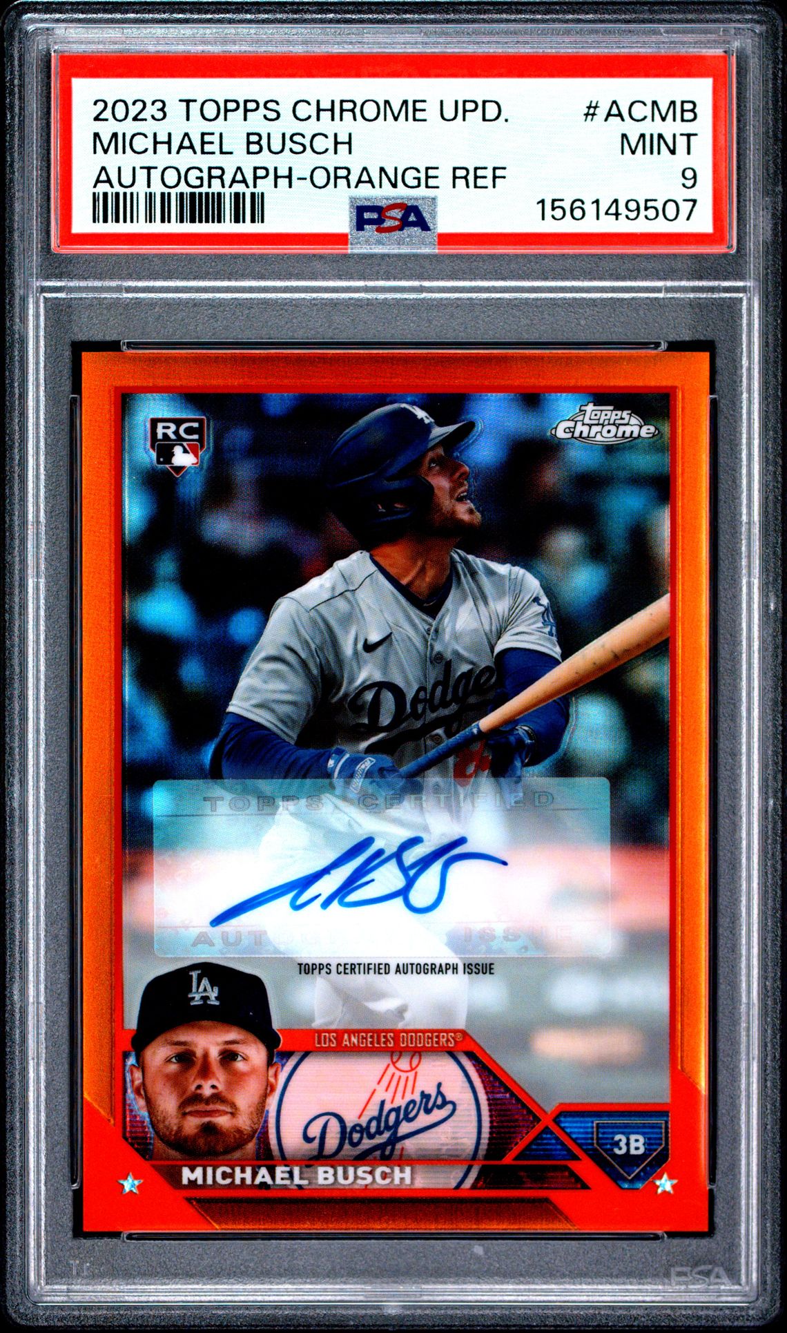 2023 Topps Chrome Update Autograph Michael Busch #Acmb (Autograph-Orange Ref) Mint 9 front